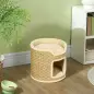 Barril Rascador para Gatos Altura 37 cm Torre para Gatos con Cueva y Cama Superior Cubierto de Sisal Caqui