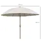 Sombrilla de Jardín Ø250x240 cm con Manivela Parasol con Ángulo Inclinable con 18 Varillas para Exterior Crema