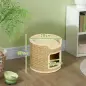 Barril Rascador para Gatos Altura 37 cm Torre para Gatos con Cueva y Cama Superior Cubierto de Sisal Caqui