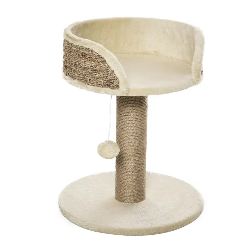 Árbol Rascador para Gatos Pequeño 49 cm Torre para Gatos con Poste de Yute Cama y Bola Colgante 40x40x49 cm Café