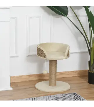 Árbol Rascador para Gatos Pequeño 49 cm Torre para Gatos con Poste de Yute Cama y Bola Colgante 40x40x49 cm Café