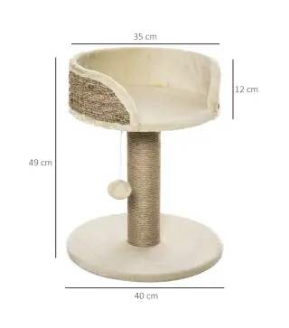 Árbol Rascador para Gatos Pequeño 49 cm Torre para Gatos con Poste de Yute Cama y Bola Colgante 40x40x49 cm Café