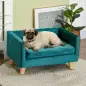 Sofá para Perros Pequeños 64x45x36 cm Tapizado en Terciopelo con Cojín Lavable y Patas de Madera de Abedul Azul Verdoso Sofá para Perros Pequeños 64x45x36 cm Tapizado en Terciopelo con Cojín Lavable y Patas de Madera de Abedul Azul Verdoso