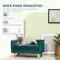 Sofá para Perros Pequeños 64x45x36 cm Tapizado en Terciopelo con Cojín Lavable y Patas de Madera de Abedul Azul Verdoso Sofá para Perros Pequeños 64x45x36 cm Tapizado en Terciopelo con Cojín Lavable y Patas de Madera de Abedul Azul Verdoso