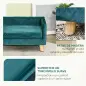 Sofá para Perros Pequeños 64x45x36 cm Tapizado en Terciopelo con Cojín Lavable y Patas de Madera de Abedul Azul Verdoso Sofá para Perros Pequeños 64x45x36 cm Tapizado en Terciopelo con Cojín Lavable y Patas de Madera de Abedul Azul Verdoso