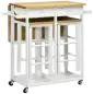 Juego de Mesa Alta de Bar y 2 Taburetes con Ruedas Mesa Plegable de Cocina con Taburetes 86x75,5x83,5 cm Natural Juego de Mesa Alta de Bar y 2 Taburetes con Ruedas Mesa Plegable de Cocina con Taburetes 86x75,5x83,5 cm Natural