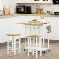 Juego de Mesa Alta de Bar y 2 Taburetes con Ruedas Mesa Plegable de Cocina con Taburetes 86x75,5x83,5 cm Natural Juego de Mesa Alta de Bar y 2 Taburetes con Ruedas Mesa Plegable de Cocina con Taburetes 86x75,5x83,5 cm Natural