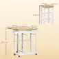 Juego de Mesa Alta de Bar y 2 Taburetes con Ruedas Mesa Plegable de Cocina con Taburetes 86x75,5x83,5 cm Natural Juego de Mesa Alta de Bar y 2 Taburetes con Ruedas Mesa Plegable de Cocina con Taburetes 86x75,5x83,5 cm Natural