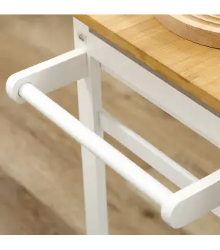 Juego de Mesa Alta de Bar y 2 Taburetes con Ruedas Mesa Plegable de Cocina con Taburetes 86x75,5x83,5 cm Natural
