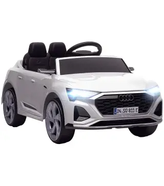 Coche Eléctrico para Niños Audi Q8 Etron Sportback 12V Mando a Distancia Arranque Lento Faros Bocina y Música Blanco