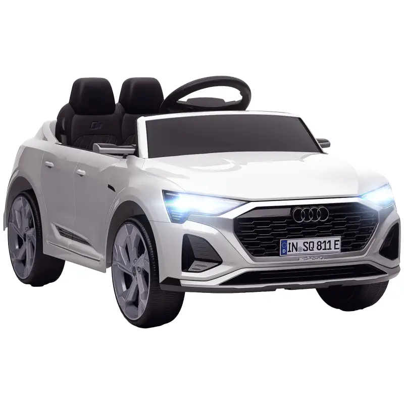 Coche Eléctrico para Niños Audi Q8 Etron Sportback 12V Mando a Distancia Arranque Lento Faros Bocina y Música Blanco