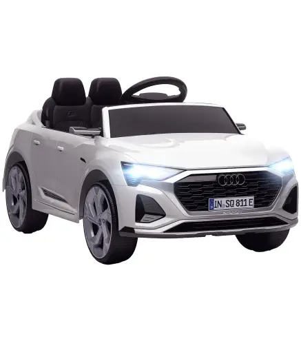Coche Eléctrico para Niños Audi Q8 Etron Sportback 12V Mando a Distancia Arranque Lento Faros Bocina y Música Blanco
