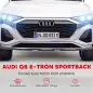 Coche Eléctrico para Niños Audi Q8 Etron Sportback 12V Mando a Distancia Arranque Lento Faros Bocina y Música Blanco