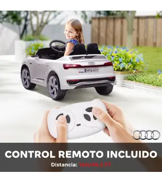 Coche Eléctrico para Niños Audi Q8 Etron Sportback 12V Mando a Distancia Arranque Lento Faros Bocina y Música Blanco