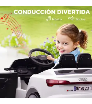 Coche Eléctrico para Niños Audi Q8 Etron Sportback 12V Mando a Distancia Arranque Lento Faros Bocina y Música Blanco