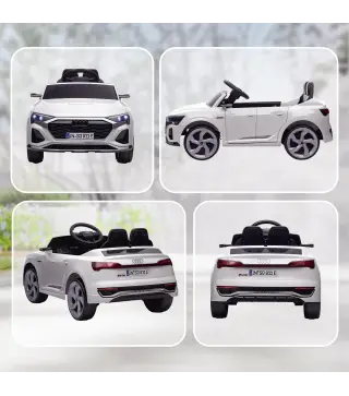 Coche Eléctrico para Niños Audi Q8 Etron Sportback 12V Mando a Distancia Arranque Lento Faros Bocina y Música Blanco