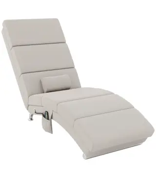 Sillón de Masaje y calefacción con mando y cojín tela efecto lino Crema