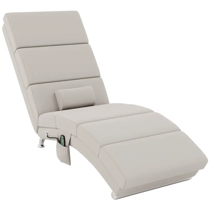 Sillón de Masaje y calefacción con mando y cojín tela efecto lino Crema Sillón de Masaje y calefacción con mando y cojín tela efecto lino Crema