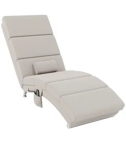 Sillón de Masaje y calefacción con mando y cojín tela efecto lino Crema