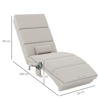 Sillón de Masaje y calefacción con mando y cojín tela efecto lino Crema