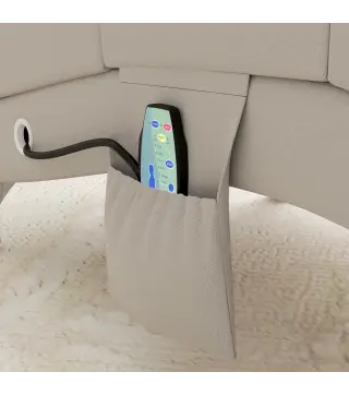 Sillón de Masaje y calefacción con mando y cojín tela efecto lino Crema