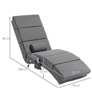 Sillón de Masaje salón silla de masaje y calefacción meridiana con control remoto y cojín tela efecto lino Gris