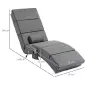 Sillón de Masaje salón silla de masaje y calefacción meridiana con control remoto y cojín tela efecto lino Gris