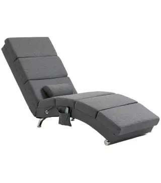 Sillón de Masaje salón silla de masaje y calefacción meridiana con control remoto y cojín tela efecto lino Gris