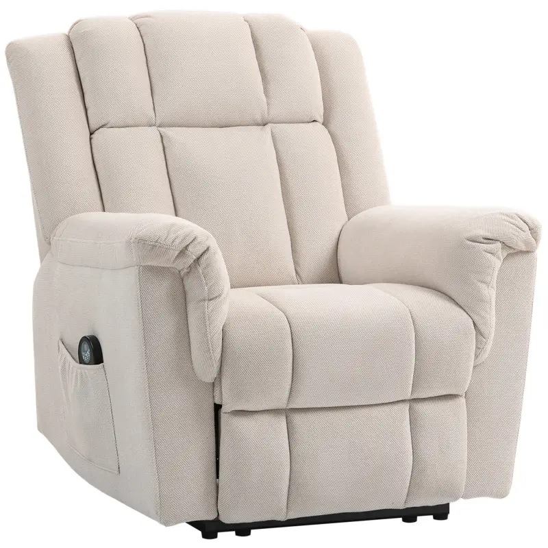 Sillón relax eléctrico de masaje y calor, sillón reclinable, respaldo ajustable manualmente, 85x91x104cm, beige Sillón relax eléctrico de masaje y calor, sillón reclinable, respaldo ajustable manualmente, 85x91x104cm, beige