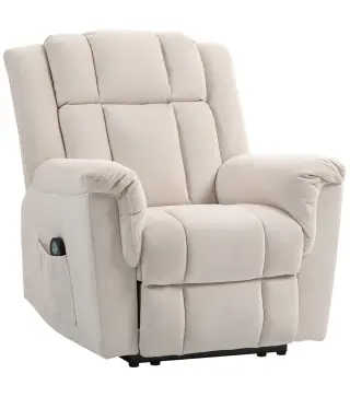 Sillón relax eléctrico de masaje y calor, sillón reclinable, respaldo ajustable manualmente, 85x91x104cm, beige