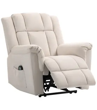 Sillón relax eléctrico de masaje y calor, sillón reclinable, respaldo ajustable manualmente, 85x91x104cm, beige
