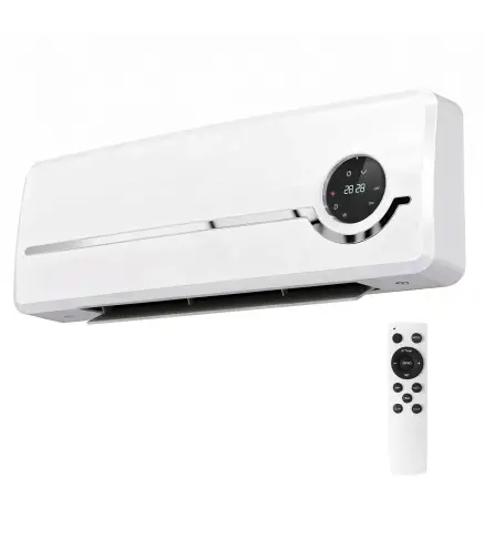 Calefactor Eléctrico Bajo Consumo de Pared 2000W con 3 Modos Pantalla LED Termostato Temporizador y Oscilación Blanco