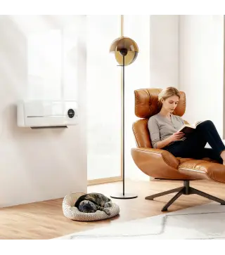 Calefactor Eléctrico Bajo Consumo de Pared 2000W con 3 Modos Pantalla LED Termostato Temporizador y Oscilación Blanco
