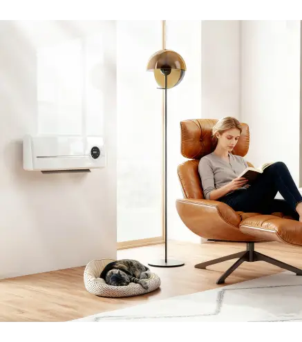 Calefactor Eléctrico Bajo Consumo de Pared 2000W con 3 Modos Pantalla LED Termostato Temporizador y Oscilación Blanco