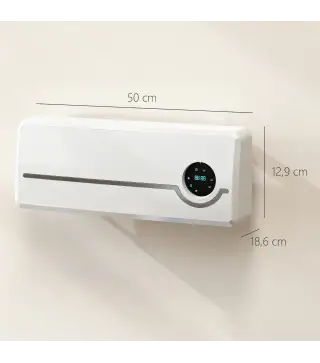 Calefactor Eléctrico Bajo Consumo de Pared 2000W con 3 Modos Pantalla LED Termostato Temporizador y Oscilación Blanco