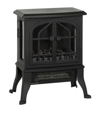 Chimenea Eléctrica de Pie 900/1800W Efecto Llama 3D Termostato Ajustable Ventanas Visibles para 15-30 ㎡ Negro