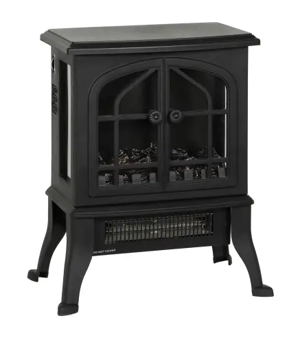 Chimenea Eléctrica de Pie 900/1800W Efecto Llama 3D Termostato Ajustable Ventanas Visibles para 15-30 ㎡ Negro