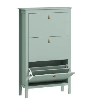 Mueble zapatero 14 pares, armario zapatero con 3 cajones abatibles, estantes extraíbles y regulables, verde