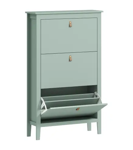 Mueble zapatero 14 pares, armario zapatero con 3 cajones abatibles, estantes extraíbles y regulables, verde