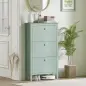 Mueble zapatero 14 pares, armario zapatero con 3 cajones abatibles, estantes extraíbles y regulables, verde Mueble zapatero 14 pares, armario zapatero con 3 cajones abatibles, estantes extraíbles y regulables, verde