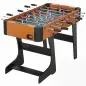 Futbolín plegable de madera, mesa de futbolín plegable sobre patas con 2 pelotas, 22 jugadores, 118 x 107,5 x 78 cm, marrón