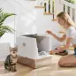 Arenero para Gatos de Acero Inoxidable XL Cerrado con Tapa Abatible Borde Alto Pala Antifugas Gris Claro Arenero para Gatos de Acero Inoxidable XL Cerrado con Tapa Abatible Borde Alto Pala Antifugas Gris Claro