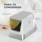 Arenero para Gatos de Acero Inoxidable XL Cerrado con Tapa Abatible Borde Alto Pala Antifugas Gris Claro Arenero para Gatos de Acero Inoxidable XL Cerrado con Tapa Abatible Borde Alto Pala Antifugas Gris Claro
