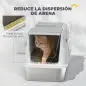 Arenero para Gatos de Acero Inoxidable XL Cerrado con Tapa Abatible Borde Alto Pala Antifugas Gris Claro Arenero para Gatos de Acero Inoxidable XL Cerrado con Tapa Abatible Borde Alto Pala Antifugas Gris Claro