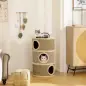 Barril Rascador para Gatos de 3 Niveles Altura 79 cm Tonel de Escalada con Cama Cubierto de Sisal Caqui y Café