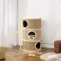 Barril Rascador para Gatos de 3 Niveles Altura 79 cm Tonel de Escalada con Cama Cubierto de Sisal Caqui y Café