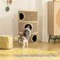 Barril Rascador para Gatos de 3 Niveles Altura 79 cm Tonel de Escalada con Cama Cubierto de Sisal Caqui y Café