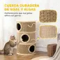Barril Rascador para Gatos de 3 Niveles Altura 79 cm Tonel de Escalada con Cama Cubierto de Sisal Caqui y Café