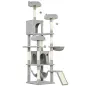 Árbol Rascador Grande para Gatos 192 cm con 3 Camas 2 Casitas 2 Hamacas Escalera Rascadora Postes de Sisal Gris Claro