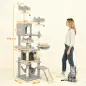 Árbol Rascador Grande para Gatos 192 cm con 3 Camas 2 Casitas 2 Hamacas Escalera Rascadora Postes de Sisal Gris Claro